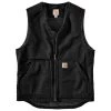 Carhartt Men's Relaxed Fit Washed Duck Sherpa-Lined Vest -Stylish Men's Store 104394 BLK MF20