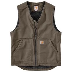 Carhartt Men's Relaxed Fit Washed Duck Sherpa-Lined Vest -Stylish Men's Store 104394 DWD MF20