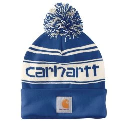 Carhartt Men's Knit Pom-Pom Cuffed Logo Beanie -Stylish Men's Store 105168 GSB MF23 e