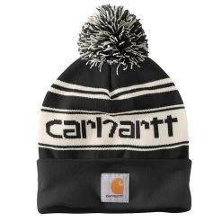 Carhartt Men's Knit Pom-Pom Cuffed Logo Beanie -Stylish Men's Store 105168 N30 MF23 e