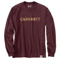 Carhartt Men's Loose Fit Heavyweight Logo Graphic Long-Sleeve Shirt -Stylish Men's Store 105422 PRT MF22 e