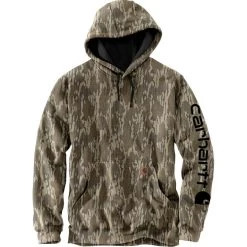 Carhartt Men's Loose Fit Midweight Camo Sleeve Graphic Logo Hooded Sweatshirt