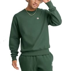 Champion Men's Reverse Weave Crew Neck Sweatshirt -Stylish Men's Store 136074 GF70Y06145 D8N GREEN