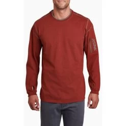 Kuhl Men's Kommando Crew Neck Long-Sleeve Shirt -Stylish Men's Store 694 komando crew cayenne front pdp photo cayenne