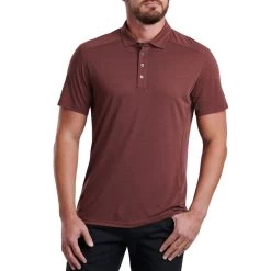 Kuhl Men's Valiant Polo Short-Sleeve Shirt -Stylish Men's Store 7469 valiant polo redwood front pdp photo