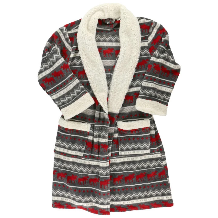 Lazy One Men's & Women's Cabin Moose Robe 3 Lazy One Men's & Women's Cabin Moose Robe