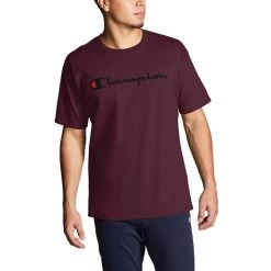 Champion Men's Classic Script Logo Jersey Short-Sleeve Shirt 14 Champion Men's Classic Script Logo Jersey Short-Sleeve Shirt -Stylish Men's Store 98548 GT23H Y06794 Maroon 029 0043