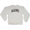 A.M. Men's Heavyweight Maine Arch Design Long-Sleeve Crew-Neck Sweatshirt -Stylish Men's Store CapeCod MaineArch LS Crew SweatShirt grey