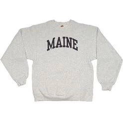 A.M. Men's Heavyweight Maine Arch Design Long-Sleeve Crew-Neck Sweatshirt