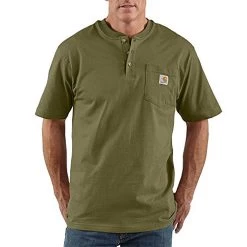 Carhartt Men's Loose Fit Heavyweight Pocket Henley Short-Sleeve T-Shirt 18 Carhartt Men's Loose Fit Heavyweight Pocket Henley Short-Sleeve T-Shirt -Stylish Men's Store Carhartt20K84 Army Green Model