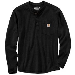 Carhartt Men's Big & Tall Relaxed Fit Heavyweight Henley Pocket Thermal Long-Sleeve T-Shirt -Stylish Men's Store Carhartt 104429 N04Black 2flat