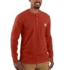 Carhartt Men's Big & Tall Relaxed Fit Heavyweight Henley Pocket Thermal Long-Sleeve T-Shirt -Stylish Men's Store Carhartt 104429 R66ChiliPepper 1model