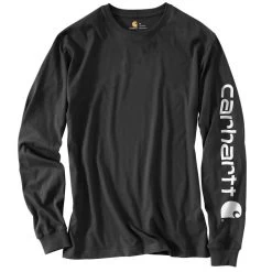 Carhartt Men's Loose Fit Heavyweight Graphic Logo Sleeve Long-Sleeve T-Shirt -Stylish Men's Store Carhartt K231BLK Black 1