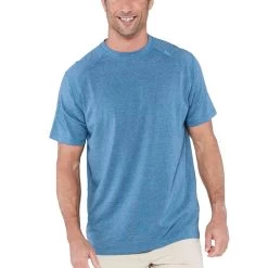 Tasc Performance Men's Carrollton Crew Neck Short-Sleeve Fitness T-Shirt -Stylish Men's Store Carrollton Crew Neck Short Sleeve Shirt tm110 indigo heather