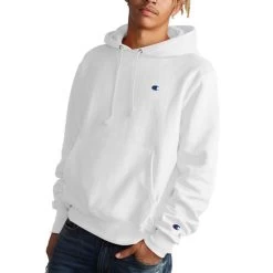 Champion Men's Reverse Weave Hoodie -Stylish Men's Store HNS GF68Y06145 White Front