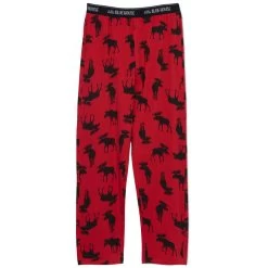 Hatley Little Blue House Men's Moose On Red Jersey Pajama Pant