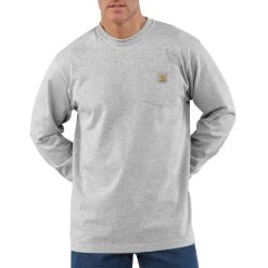 Carhartt Men's Big & Tall Loose Fit Heavyweight Long-Sleeve Pocket T-Shirt -Stylish Men's Store K126HGY 2