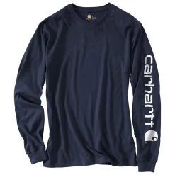 Carhartt Men's Loose Fit Heavyweight Graphic Logo Sleeve Long-Sleeve T-Shirt -Stylish Men's Store K231NVY 1