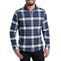 Kuhl Men's Law Flannel Long-Sleeve Shirt -Stylish Men's Store Kuhl 7373 StellarBlue1