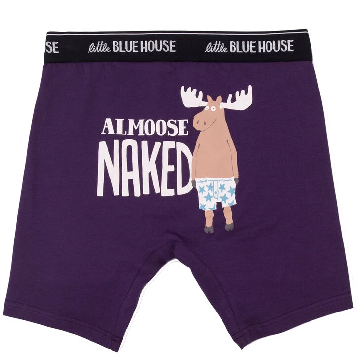 Hatley Little Blue House Men's Almoose Naked Boxer 3 Hatley Little Blue House Men's Almoose Naked Boxer