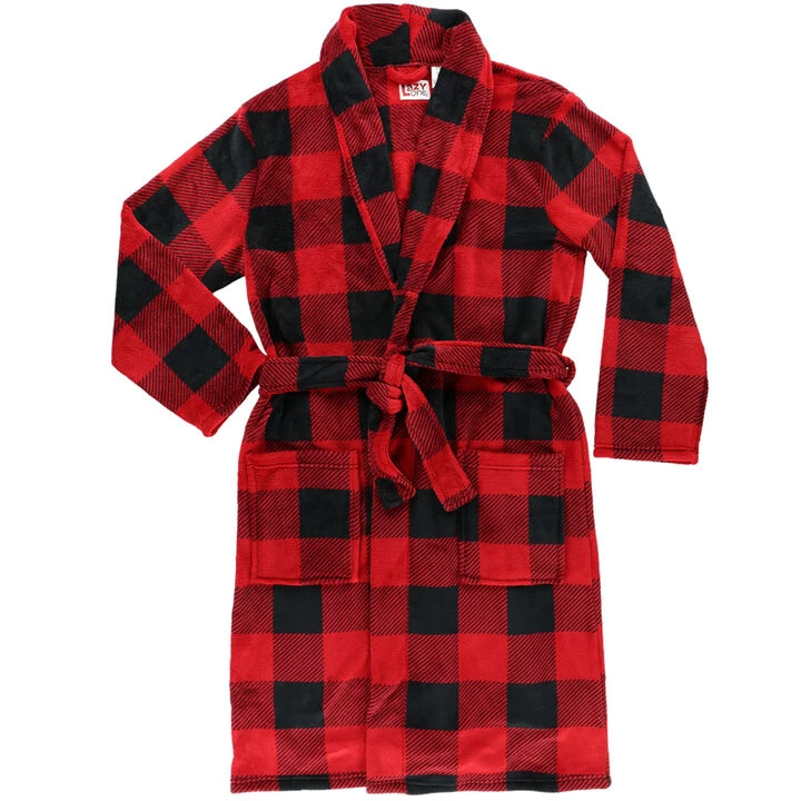 Lazy One Men's Red Plaid Bathrobe 3 Lazy One Men's Red Plaid Bathrobe