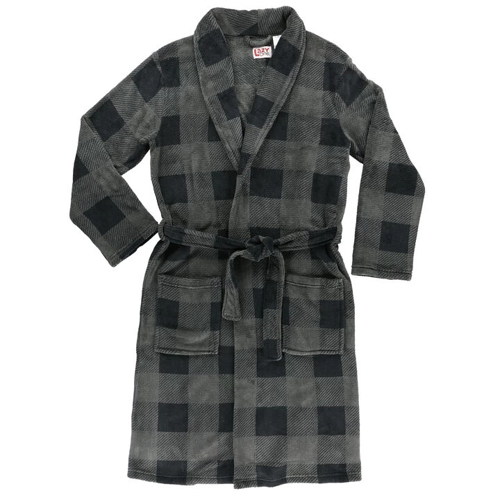Lazy One Men's Grey Plaid Robe 3 Lazy One Men's Grey Plaid Robe