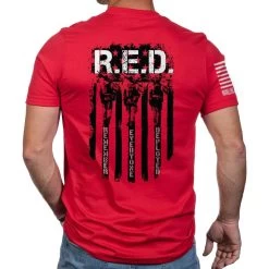 Nine Line Apparel Men's Red Remember Everyone Deployed Short-Sleeve T-Shirt