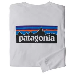 Patagonia Men's P-6 Logo Responsibili-Tee Long-Sleeve T-Shirt -Stylish Men's Store Patagonia 38518 WHIWhite1