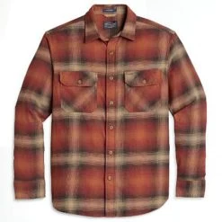 Pendleton Men's Plaid Burnside Double-Brushed Flannel Long-Sleeve Shirt -Stylish Men's Store Pendleton Plaid Burnside Flannel Red Brown Tan