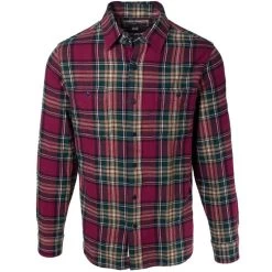 Schott NYC Men's Plaid Cotton Flannel Long-Sleeve Shirt -Stylish Men's Store SH2135 Berry