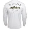 Salt Life Men's Striped Bass Long-Sleeve T-Shirt -Stylish Men's Store Salt Life Bass LS Tee White