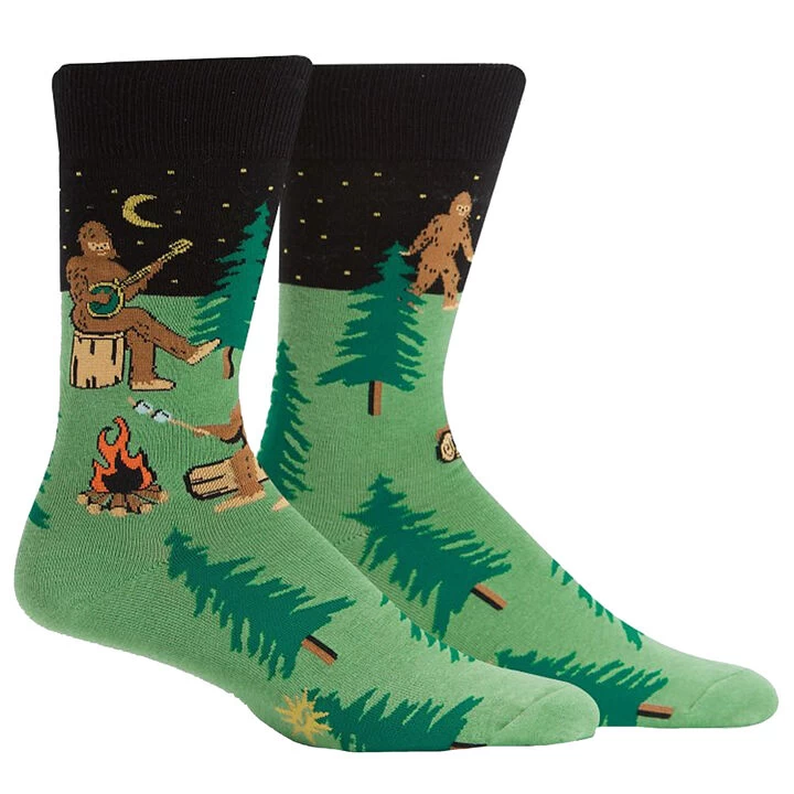 Sock It To Me Men's Sasquatch Camp Out Crew Sock 3 Sock It To Me Men's Sasquatch Camp Out Crew Sock
